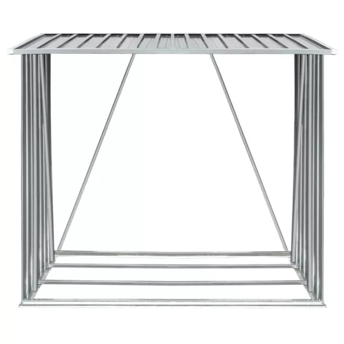  szürke horganyzott acél kerti tűzifatároló, 163 x 83 x 154 cm  