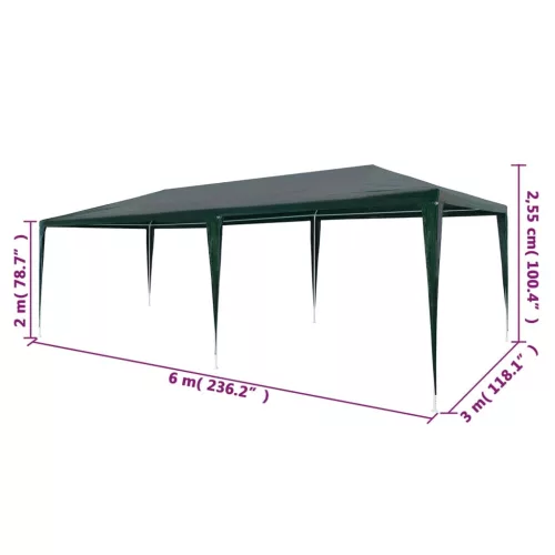 zöld PE rendezvénysátor 3 x 6 m