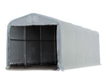  TP Ponyvagarázs/ sátorgarázs / tároló 4x24m-3,35m oldalmagasság, PVC 550g/nm kapuméret: 3,5x3,5m szürke színben