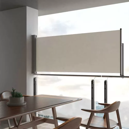  krémszínű behúzható oldalsó terasz napellenző 100 x 300 cm
