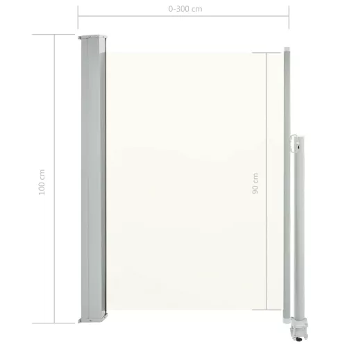  krémszínű behúzható oldalsó terasz napellenző 100 x 300 cm