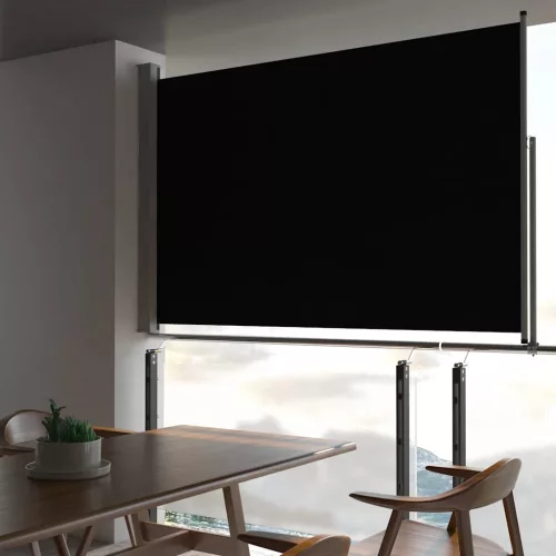 fekete behúzható oldalsó terasz napellenző 160 x 300 cm