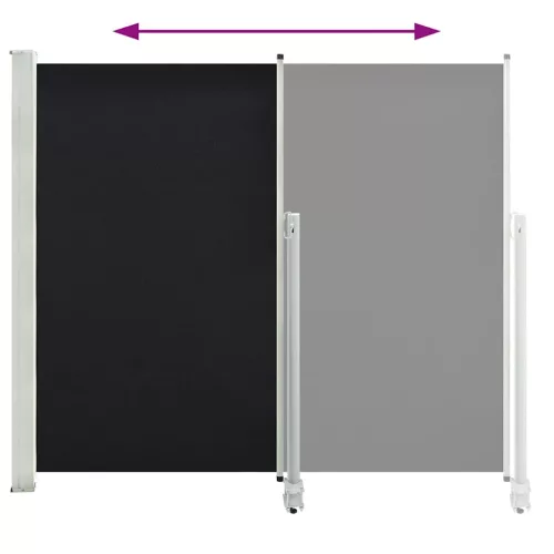  fekete behúzható oldalsó terasz napellenző 160 x 300 cm