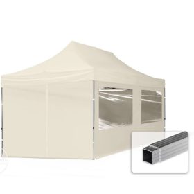   TP 3x6m összecsukható alumínium pavilon, 4 db oldalfallal - krém