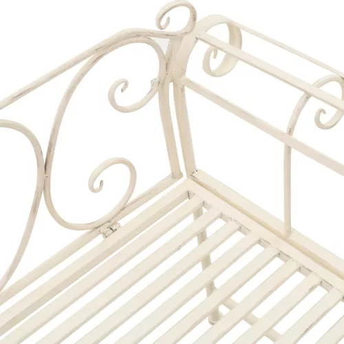  fehér antik fém kerti pad 132 cm