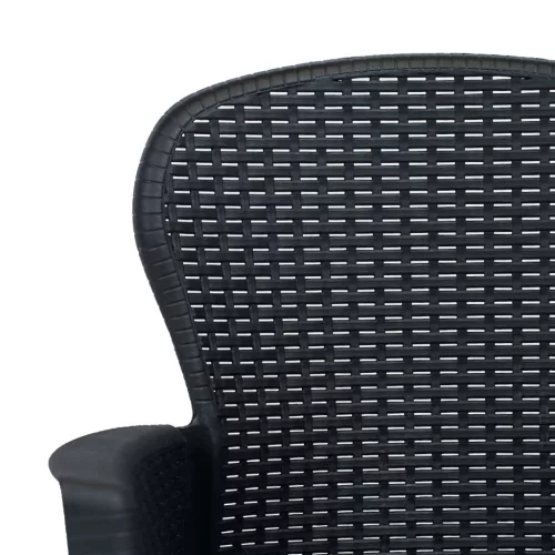  2 db antracit rattan hatású műanyag kerti szék párnával
