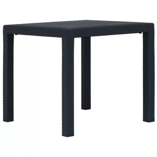  antracitszürke rattan küllemű műanyag kerti asztal 79x79x72 cm
