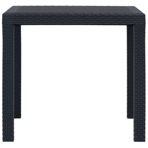  antracitszürke rattan küllemű műanyag kerti asztal 79x79x72 cm