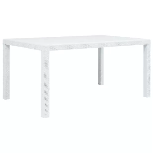  fehér rattan hatású műanyag kerti asztal 150 x 90 x 72 cm 