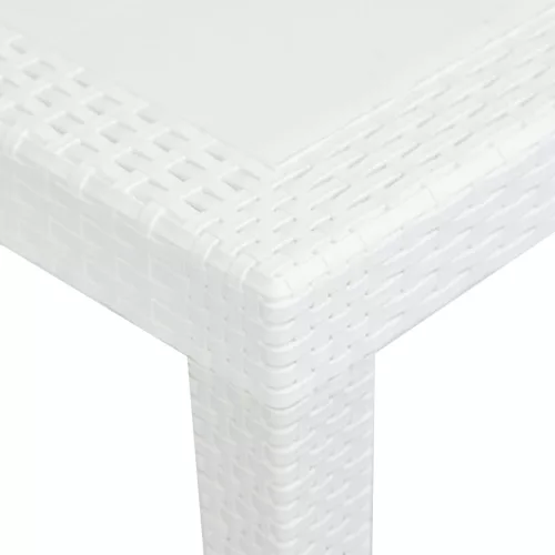  fehér rattan hatású műanyag kerti asztal 150 x 90 x 72 cm 
