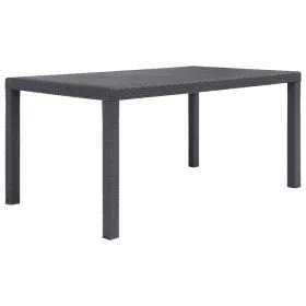    barna rattan hatású műanyag kerti asztal 150 x 90 x 72 cm