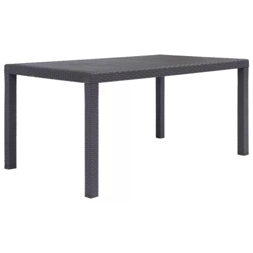  barna rattan hatású műanyag kerti asztal 150 x 90 x 72 cm