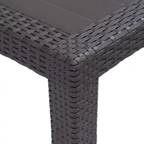  barna rattan hatású műanyag kerti asztal 150 x 90 x 72 cm