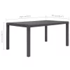  barna rattan hatású műanyag kerti asztal 150 x 90 x 72 cm