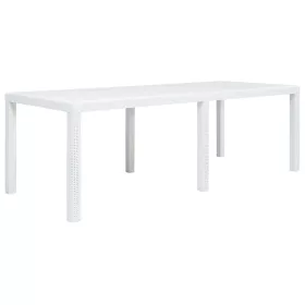    fehér rattan hatású műanyag kerti asztal 220 x 90 x 72 cm