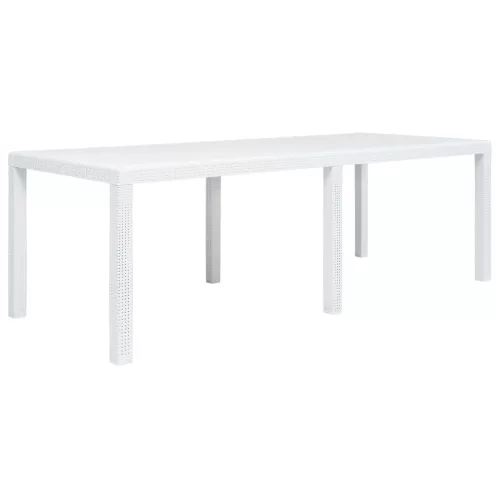  fehér rattan hatású műanyag kerti asztal 220 x 90 x 72 cm
