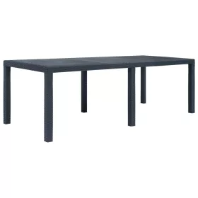    antracit rattan hatású műanyag kerti asztal 220 x 90 x 72 cm