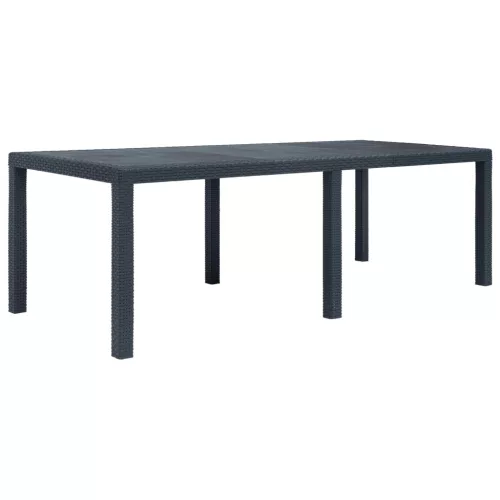  antracit rattan hatású műanyag kerti asztal 220 x 90 x 72 cm