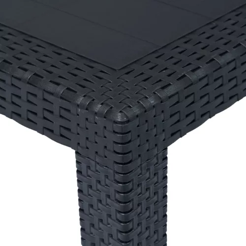  antracit rattan hatású műanyag kerti asztal 220 x 90 x 72 cm