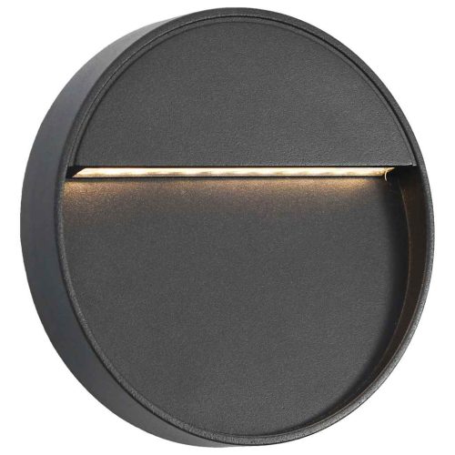  2 db fekete kerek kültéri LED falilámpa 3 W