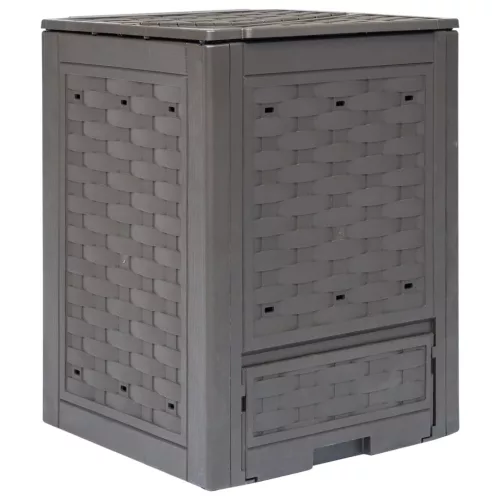  barna műanyag rattan kerti komposztáló 60 x 60 x 83 cm 300 L