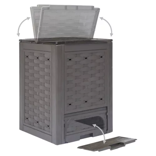  barna műanyag rattan kerti komposztáló 60 x 60 x 83 cm 300 L