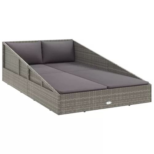  szürke polyrattan kerti ágy 110x200 cm