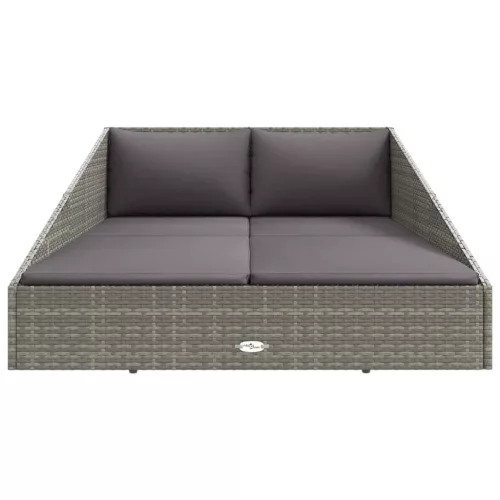  szürke polyrattan kerti ágy 110x200 cm