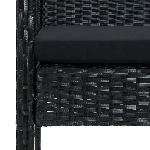  4 részes fekete polyrattan kerti ülőgarnitúra párnákkal