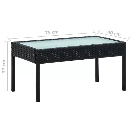  4 részes fekete polyrattan kerti ülőgarnitúra párnákkal
