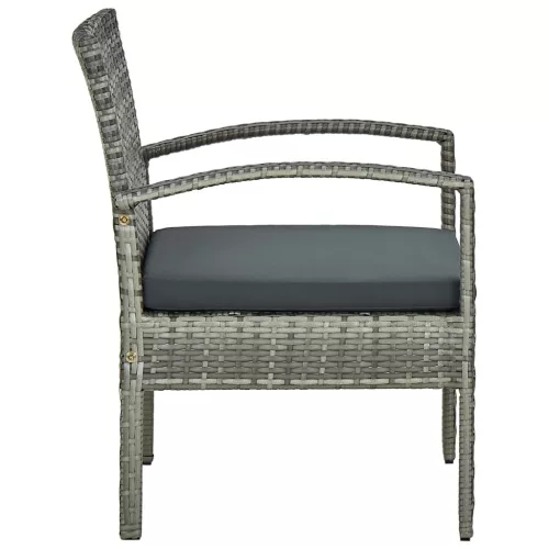  szürke polyrattan kerti szék párnával
