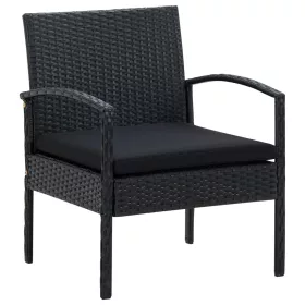  fekete polyrattan kerti szék párnával