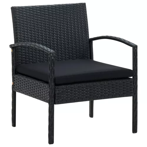  fekete polyrattan kerti szék párnával