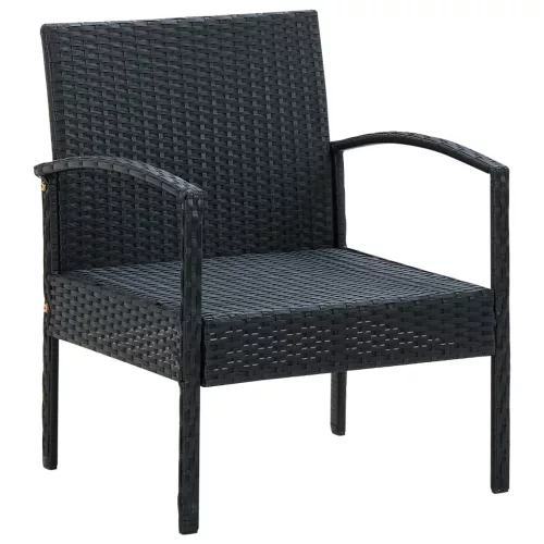  fekete polyrattan kerti szék párnával