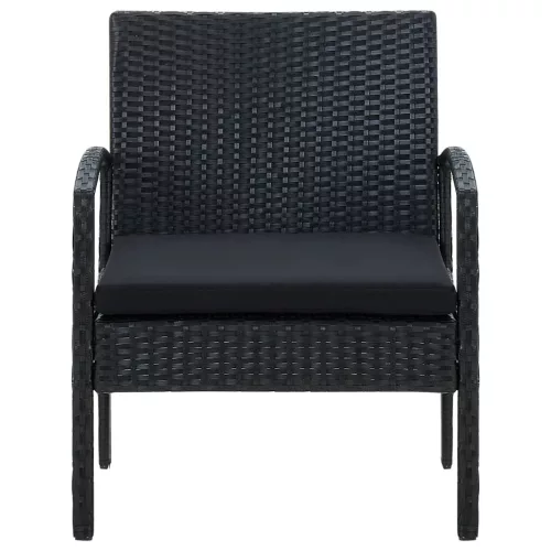  fekete polyrattan kerti szék párnával