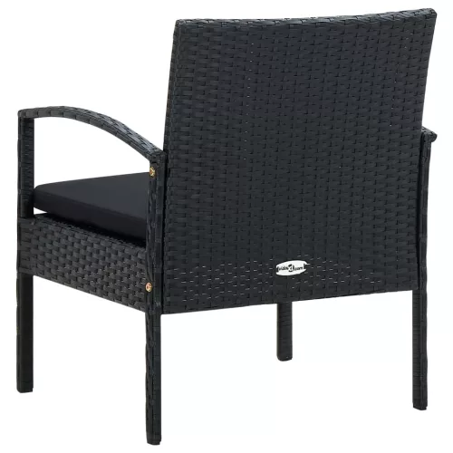  fekete polyrattan kerti szék párnával