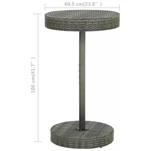  szürke polyrattan kerti asztal 60,5 x 106 cm