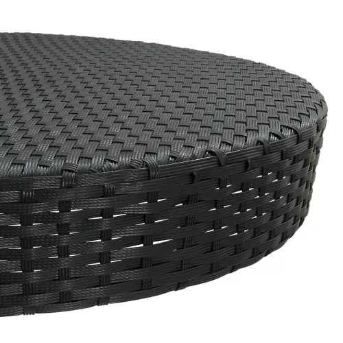  fekete polyrattan kerti asztal 75,5 x 106 cm