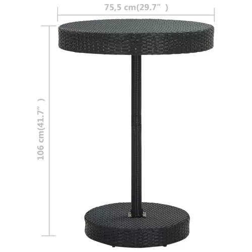  fekete polyrattan kerti asztal 75,5 x 106 cm