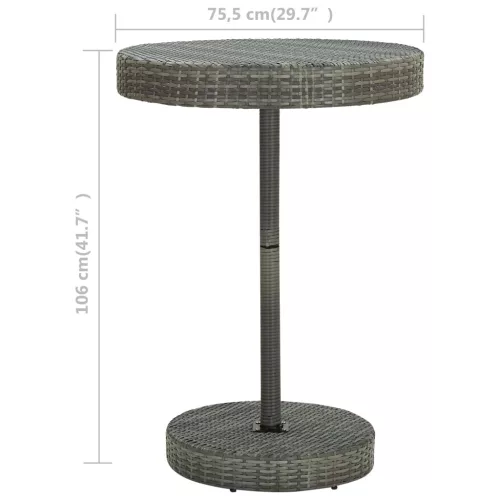  szürke polyrattan kerti asztal 75,5 x 106 cm