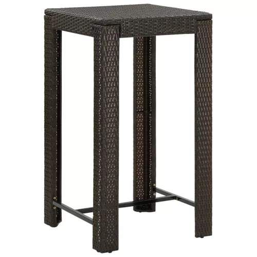  barna polyrattan kerti bárasztal 60,5 x 60,5 x 110,5 cm