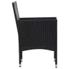  5 részes fekete polyrattan kerti bútorszett párnákkal