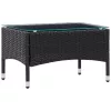  5 részes fekete polyrattan kerti bútorszett párnákkal