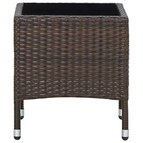  barna polyrattan kerti asztal 40 x 40 x 45 cm
