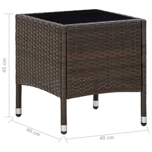  barna polyrattan kerti asztal 40 x 40 x 45 cm