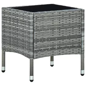  szürke polyrattan kerti asztal 40 x 40 x 45 cm 