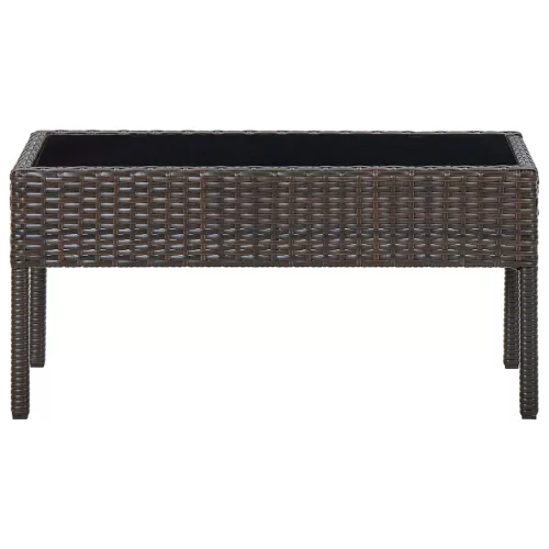  barna polyrattan kerti asztal 75 x 40 x 37 cm