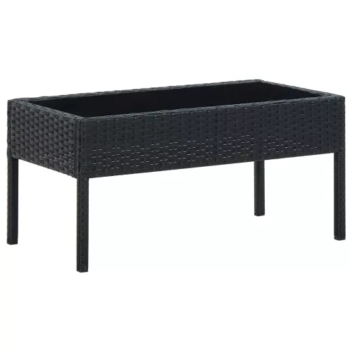  fekete polyrattan kerti asztal 75 x 40 x 37 cm