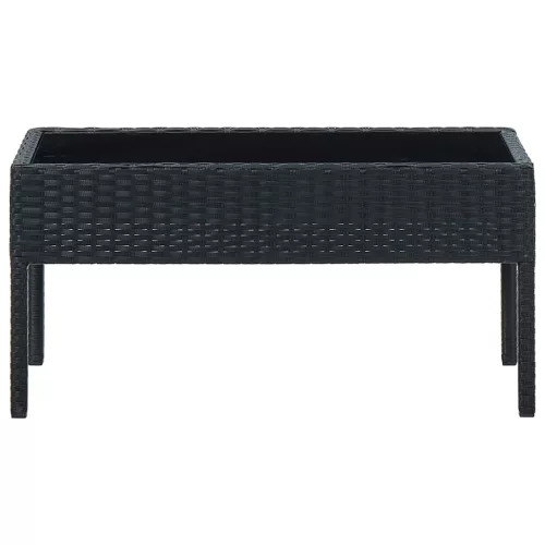  fekete polyrattan kerti asztal 75 x 40 x 37 cm