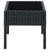  fekete polyrattan kerti asztal 75 x 40 x 37 cm